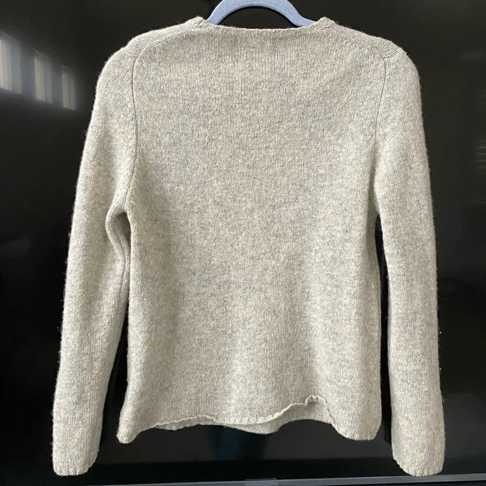 Lluis Gray Embroiled 100% Lambswool Sweater, Size XS-S